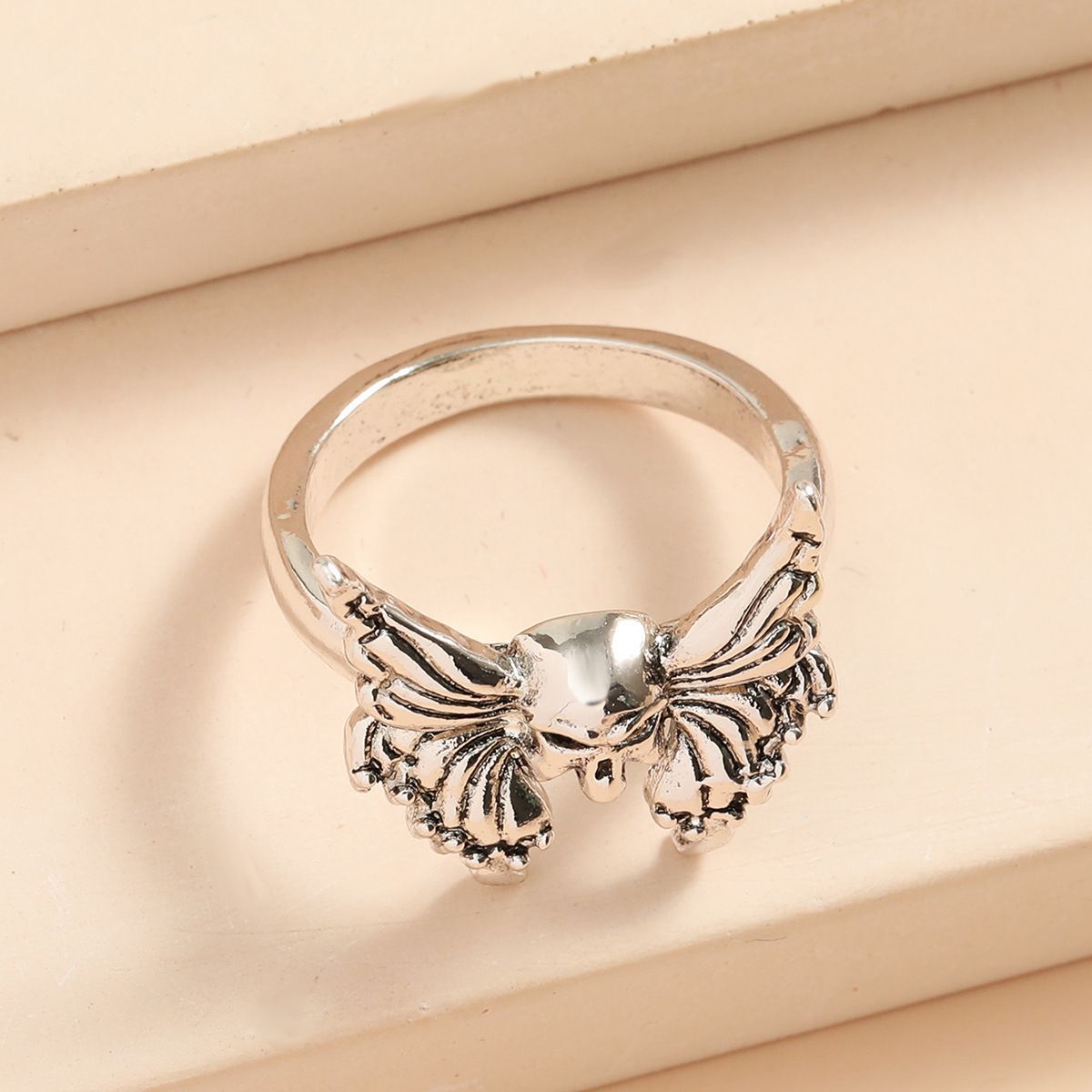 Vintage Punk Style Butterfly Skull Ring