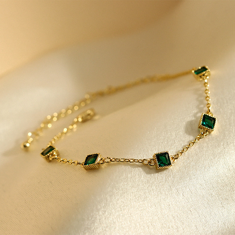 Fashionable All-match Elegant New Exquisite Emerald Zircon Bracelet