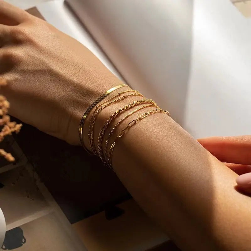 Simple Stainless Steel Exquisite Beads Chain Bracelet