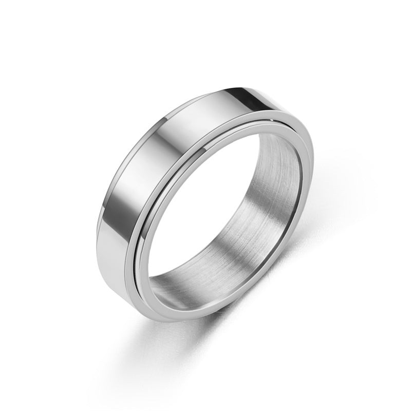 Rotating Titanium Steel Simple Bracelet Ring For Women