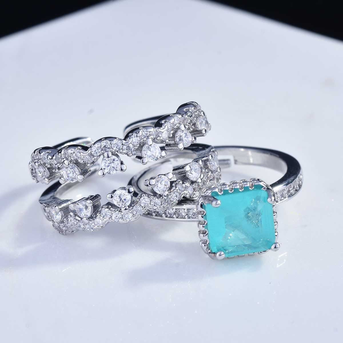 Gaoding Jewelry Design European And American Entry Lux Colored Gems Couple Rings