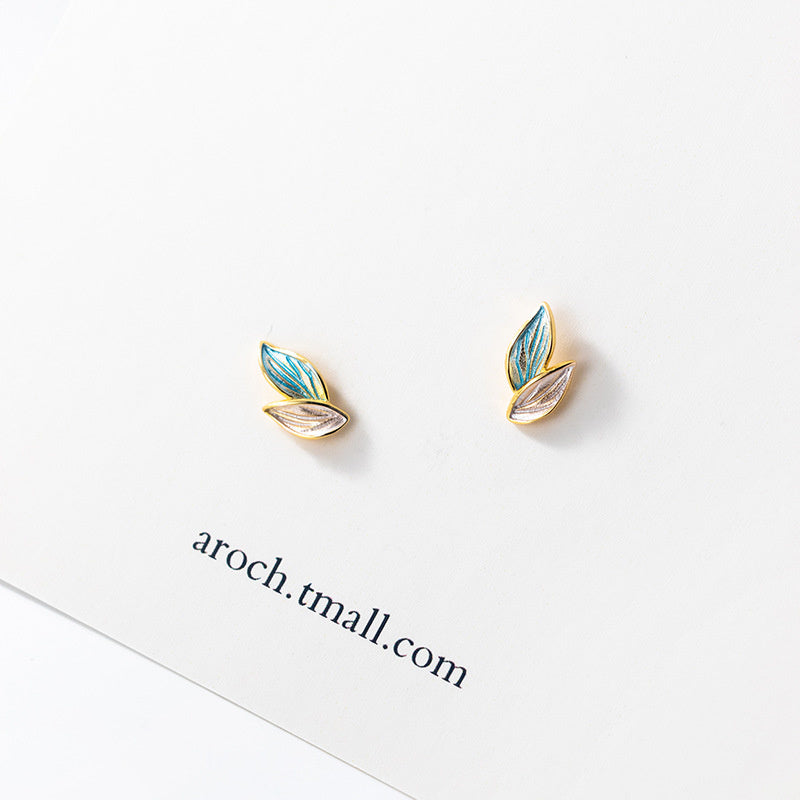 Women's Fashion Plant Blue Leaf Earrings