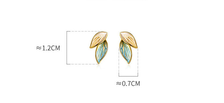 Women's Fashion Plant Blue Leaf Earrings