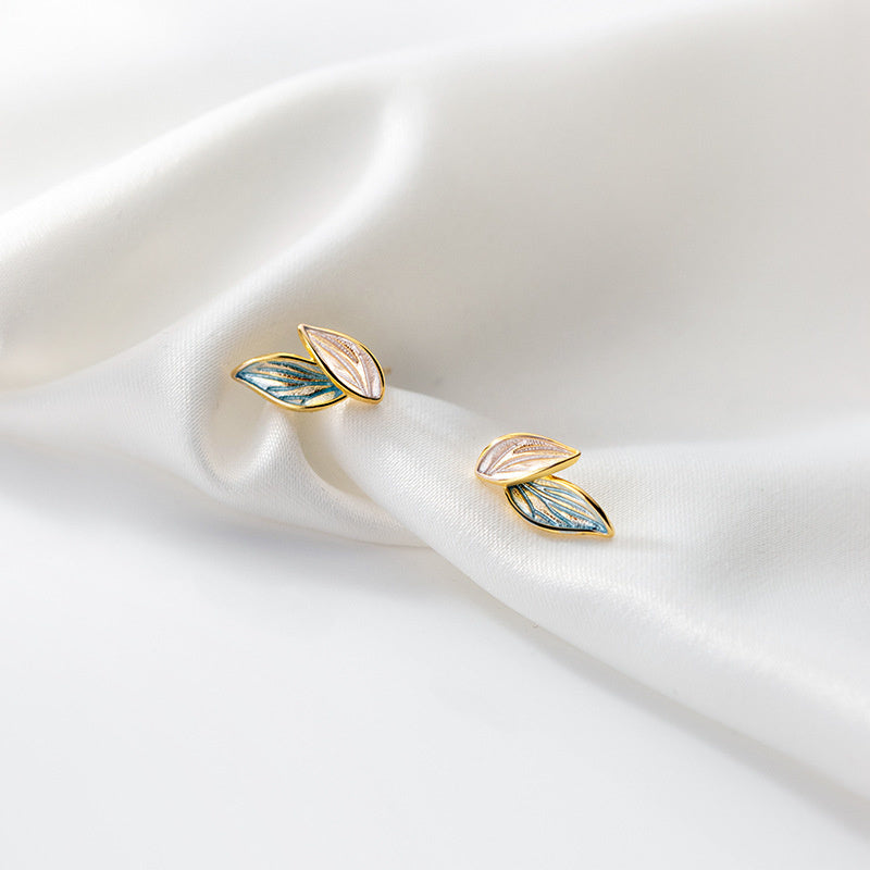 Women's Fashion Plant Blue Leaf Earrings