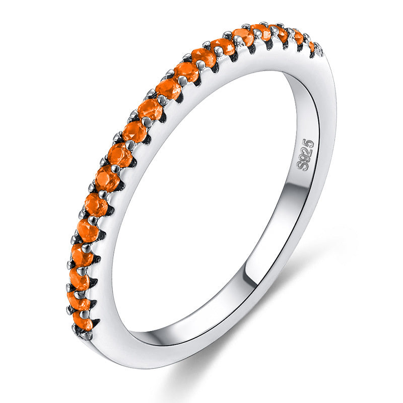 Simple Single Row Full Diamond Inlaid Zircon Ring