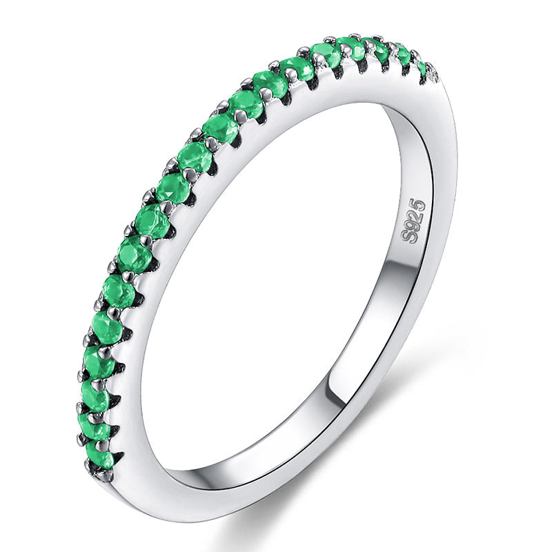 Simple Single Row Full Diamond Inlaid Zircon Ring