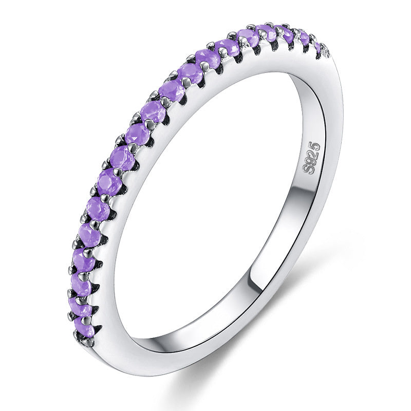 Simple Single Row Full Diamond Inlaid Zircon Ring