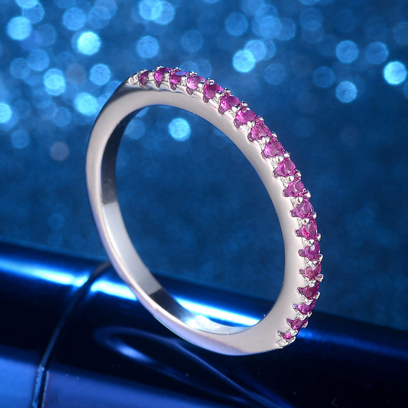 Simple Single Row Full Diamond Inlaid Zircon Ring