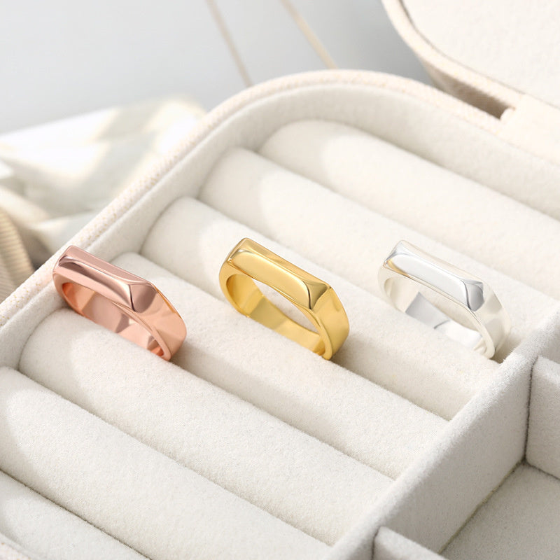 Fashion Simple Stainless Steel Love Irregular Ring For Women