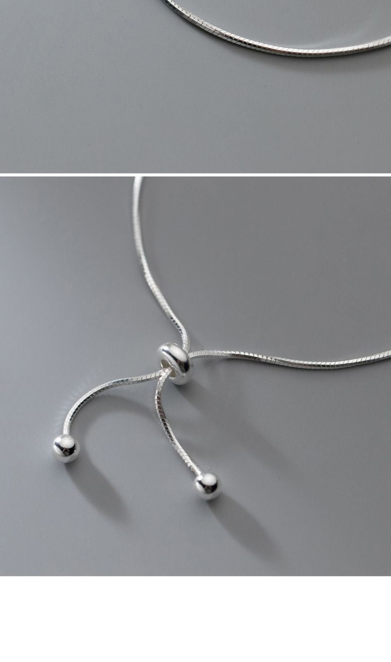 Silver Beads Snake Bone Bracelet Adjustable