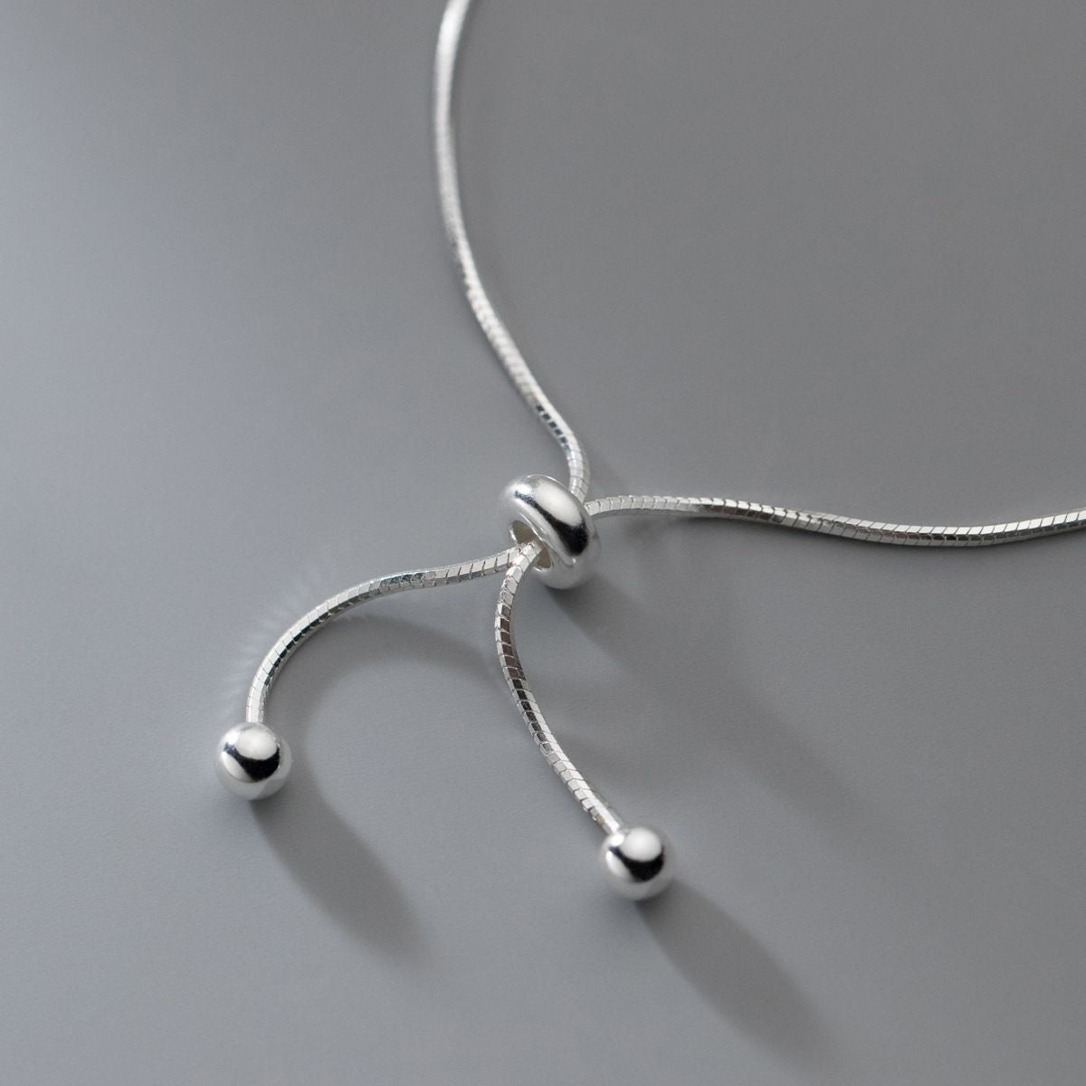 Silver Beads Snake Bone Bracelet Adjustable