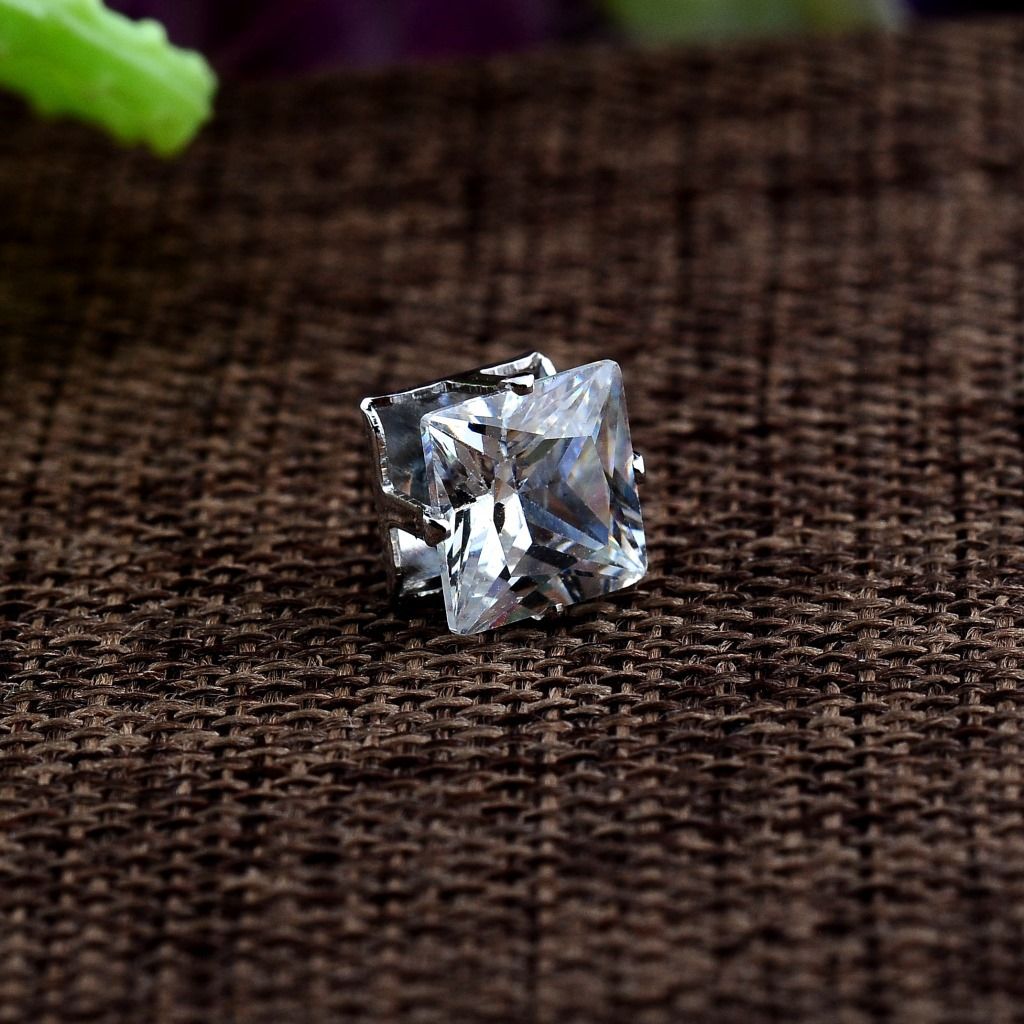 Popular Square Black And White Zircon Magnet Ear Studs