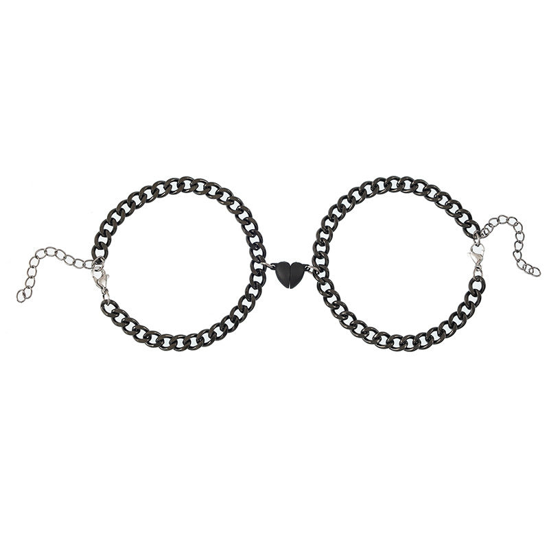 Stainless Steel Magnetic Buckle Love Couple Bracelet