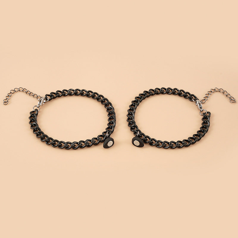 Stainless Steel Magnetic Buckle Love Couple Bracelet