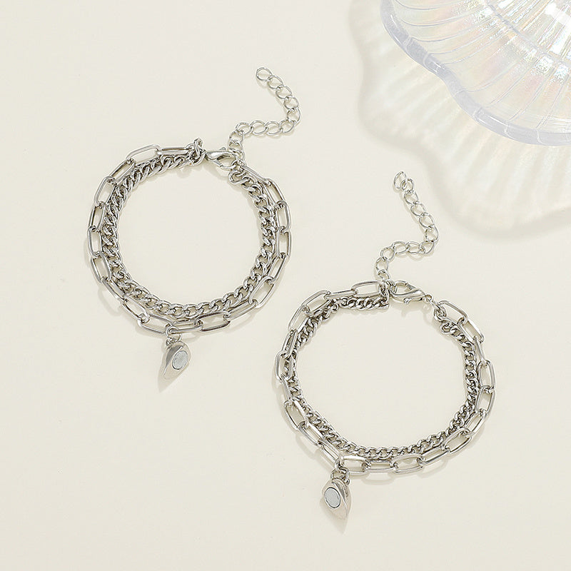 Stainless Steel Magnetic Buckle Love Couple Bracelet