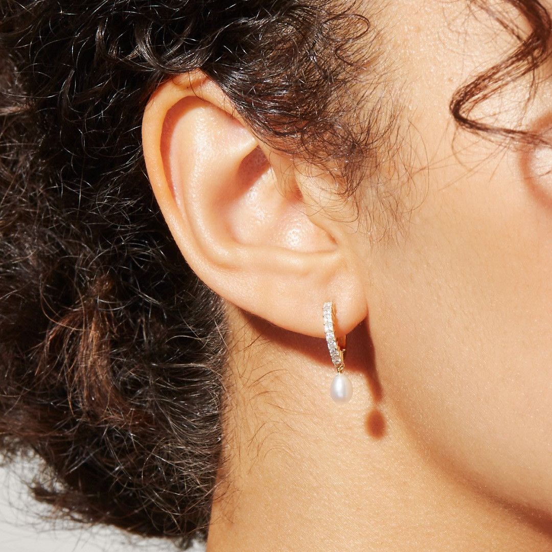 Simple Elegant Zircon Pearl Earrings