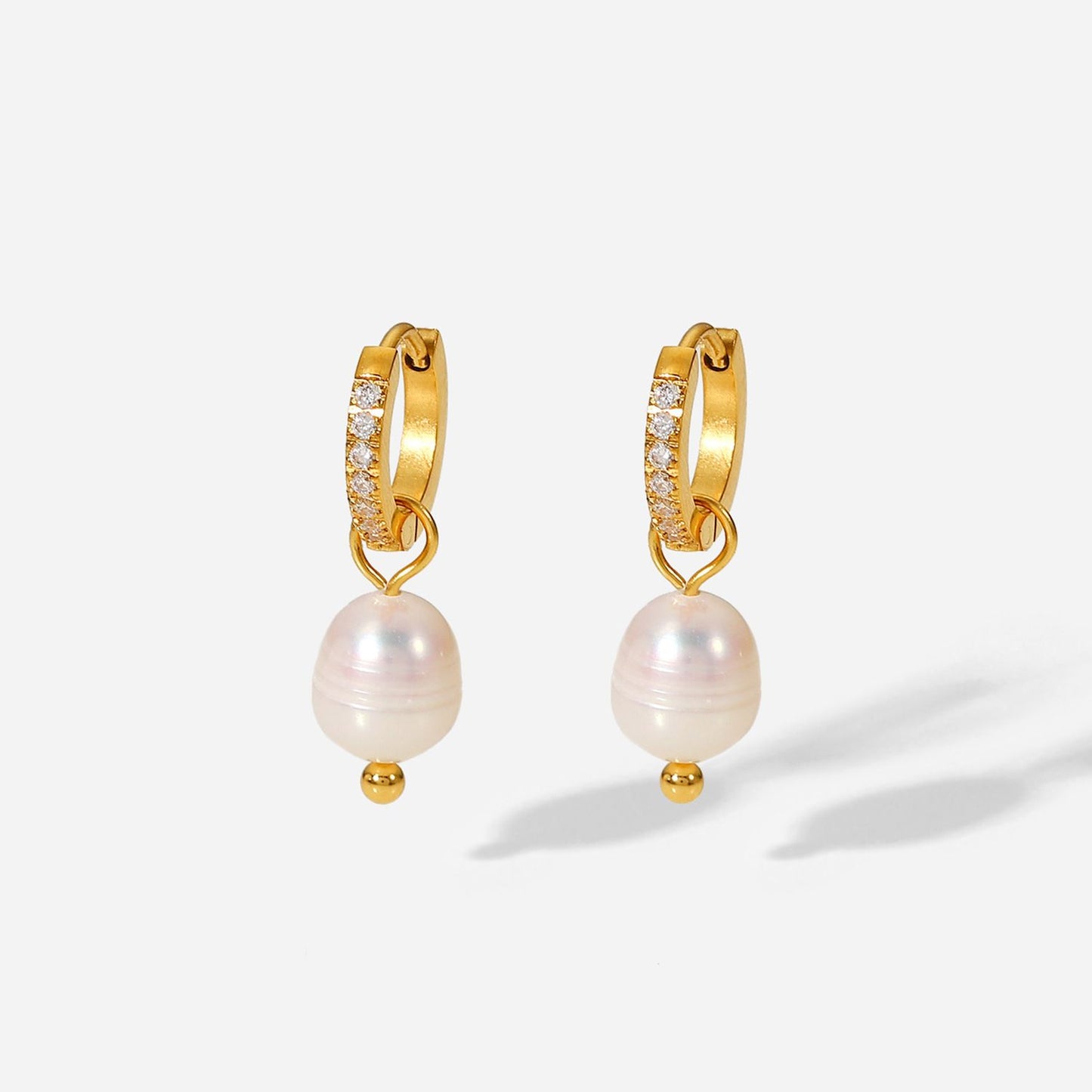 Simple Elegant Zircon Pearl Earrings