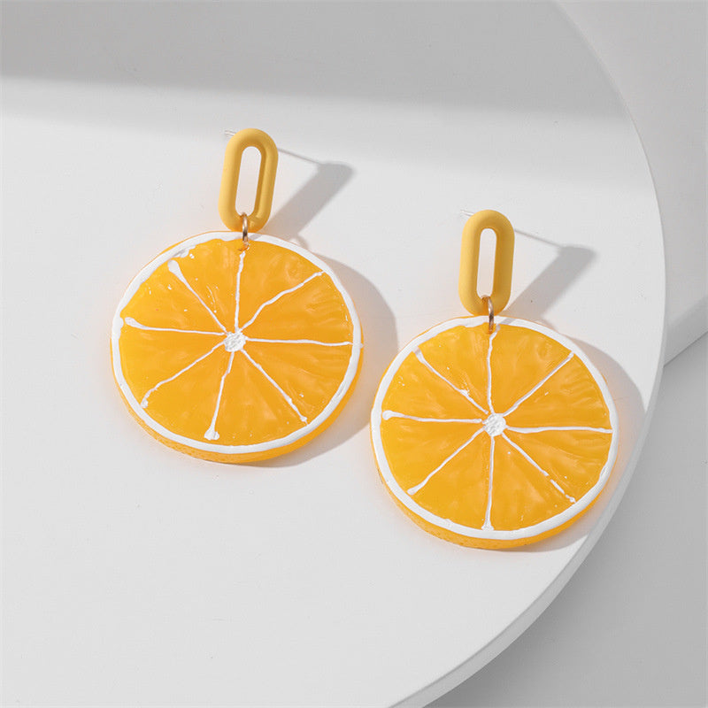 Women's Fashion Simple Acrylic Plate Fruit Shape Earrings