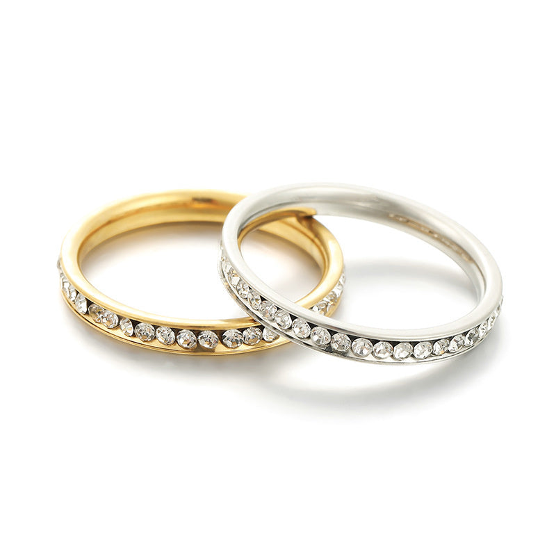 3mm-super Glue Rhinestone Ring For Men And Women