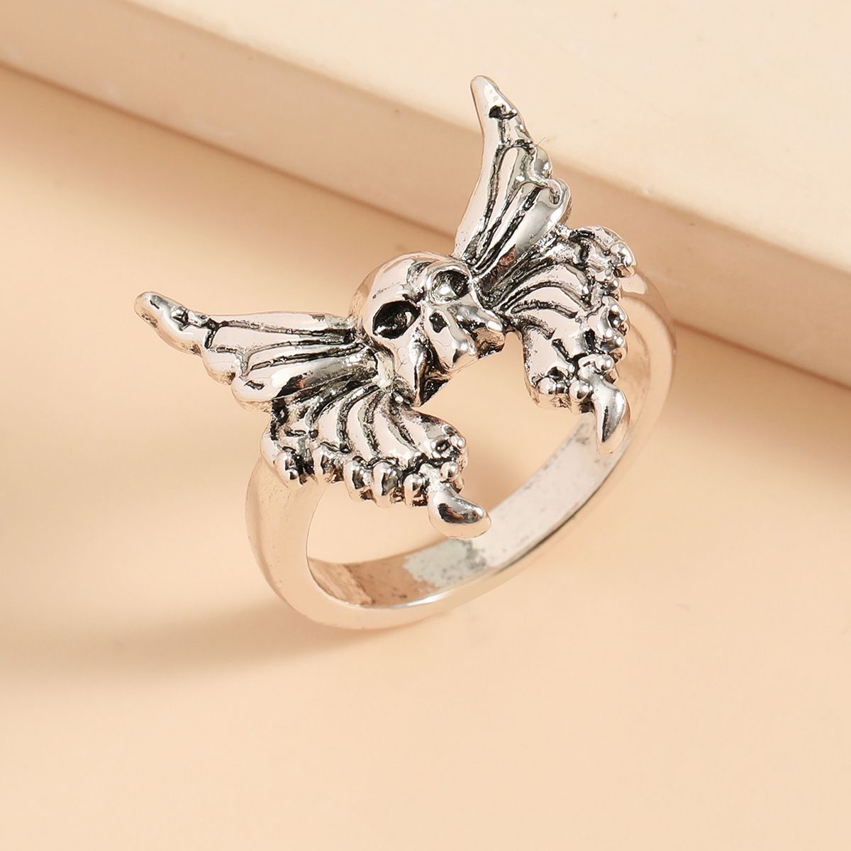 Vintage Punk Style Butterfly Skull Ring