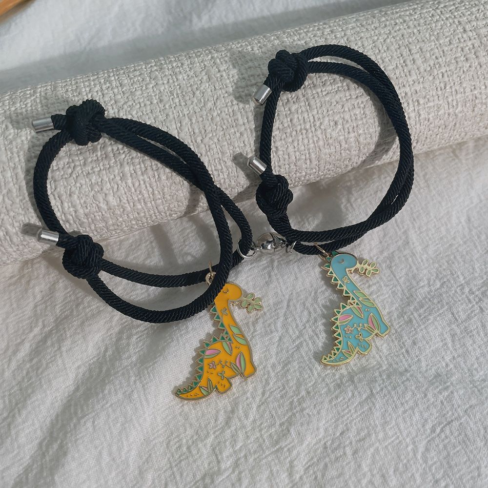 New Simple Cartoon Oil Dinosaur Iron-absorbing Love Couple Hands Carrying Strap