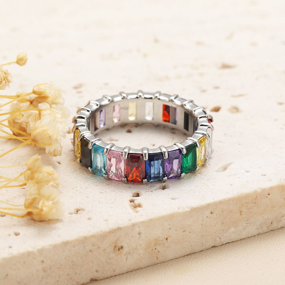 Fashion Diamond-studded Ring Jewelry Light Luxury Minority Colorful Crystals Rings