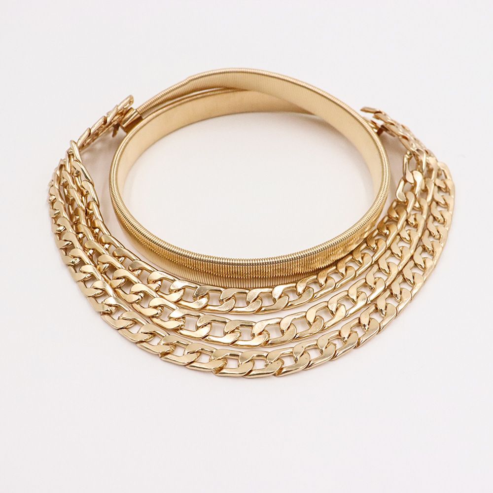 Women's Elastic Spring Three-layer Chain Dress Belt