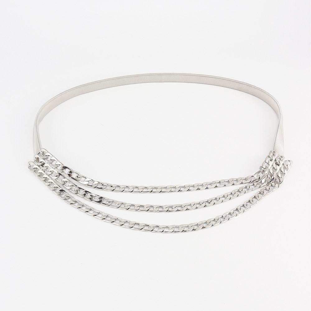 Women's Elastic Spring Three-layer Chain Dress Belt