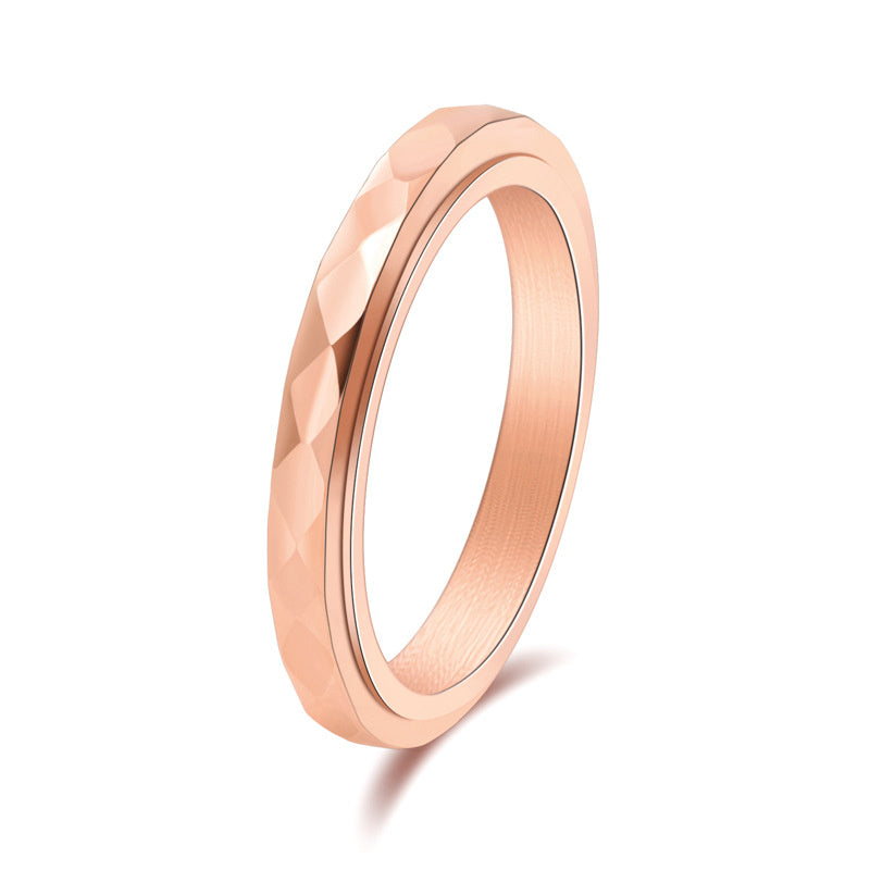 Very Thin And Simple Titanium Steel Diamond Can Be Rotatable Ring