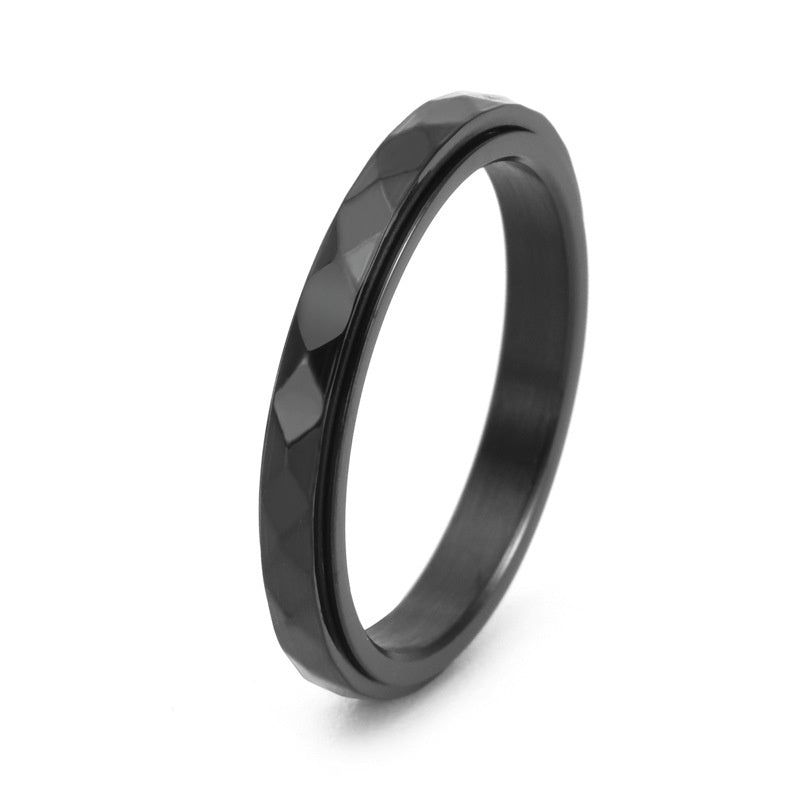 Very Thin And Simple Titanium Steel Diamond Can Be Rotatable Ring