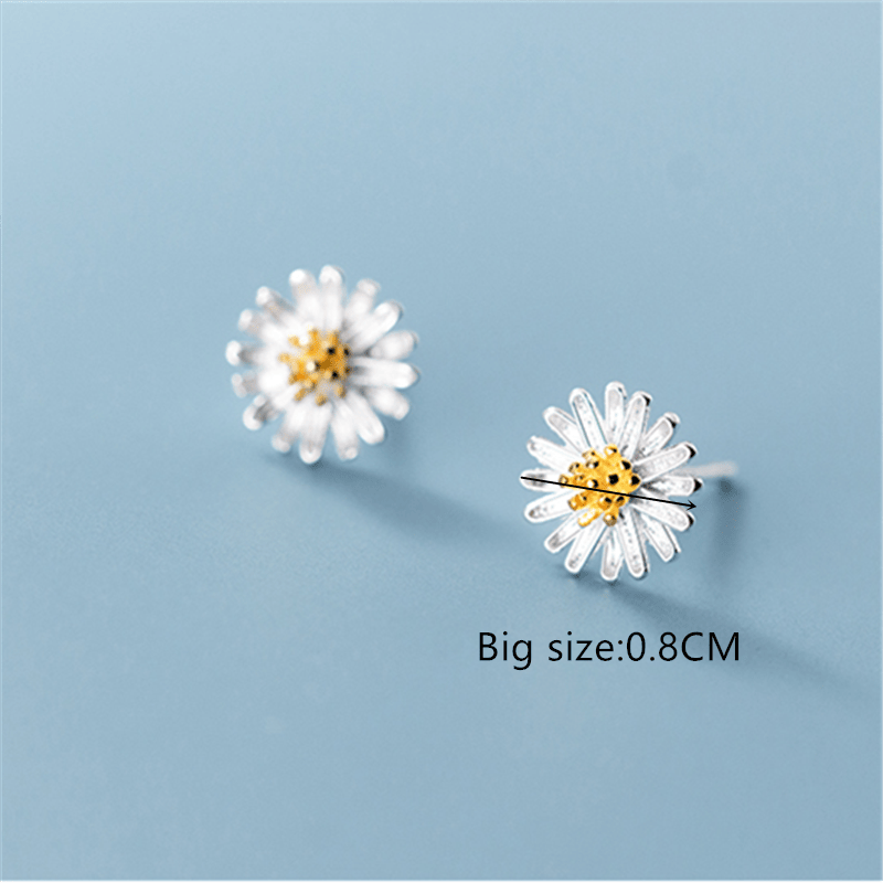 Daisy Simple Flower 925 Silver Earrings