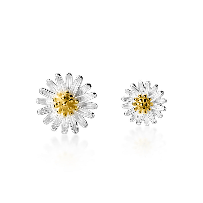 Daisy Simple Flower 925 Silver Earrings