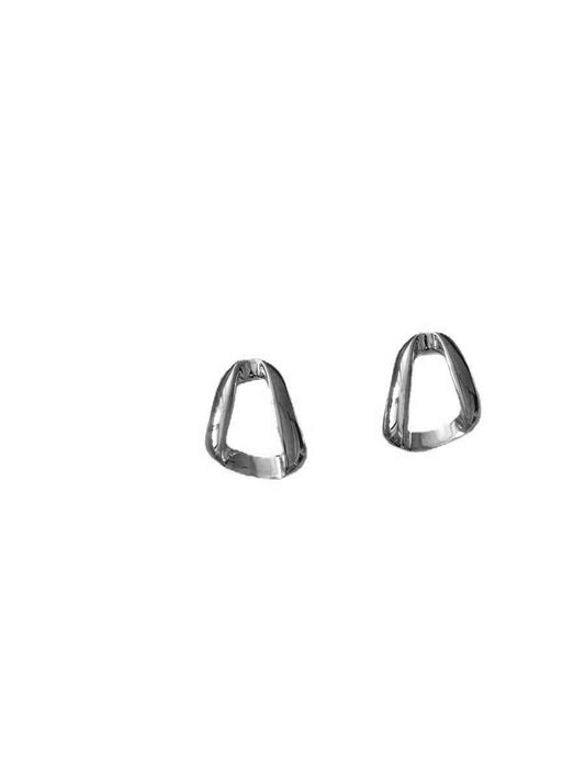 Fashionable 925 Sterling Silver Plated 14K Gold Vertical Body Geometric Triangle Ear Studs