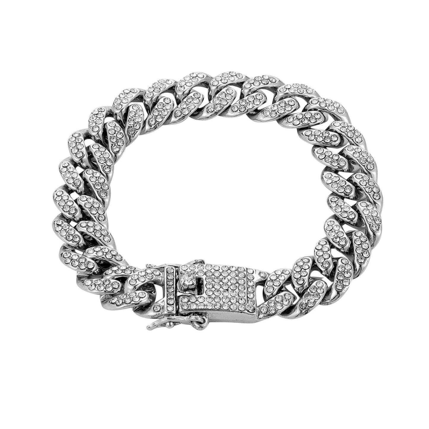 Hip Hop Trend Full Diamond Cuban Link Chain Men's Bracelet