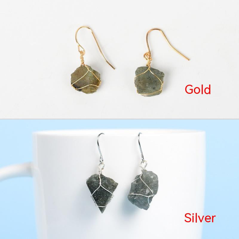 Natural Crystal Mixed Irregular Rough Stone Earrings