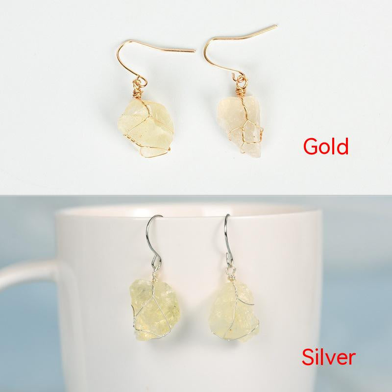 Natural Crystal Mixed Irregular Rough Stone Earrings