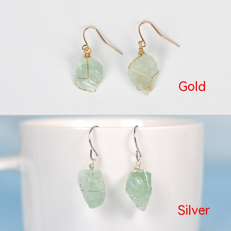 Natural Crystal Mixed Irregular Rough Stone Earrings
