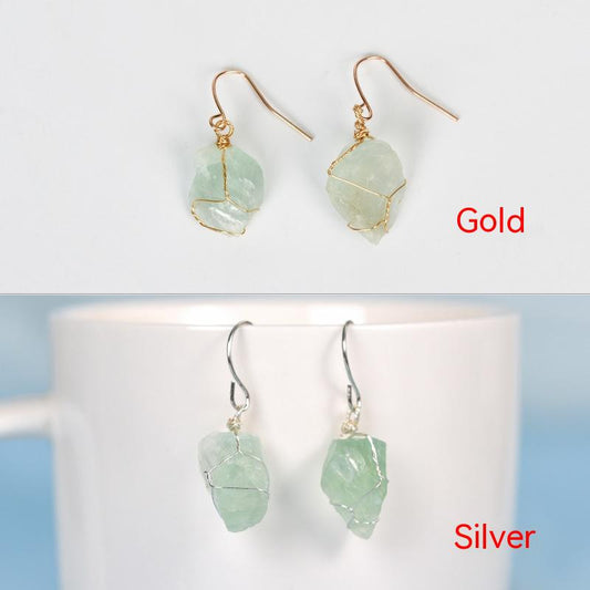 Natural Crystal Mixed Irregular Rough Stone Earrings