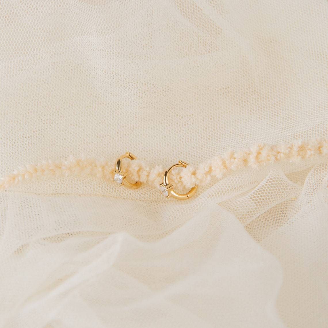 Electroplated Gold Classic Zircon Earrings