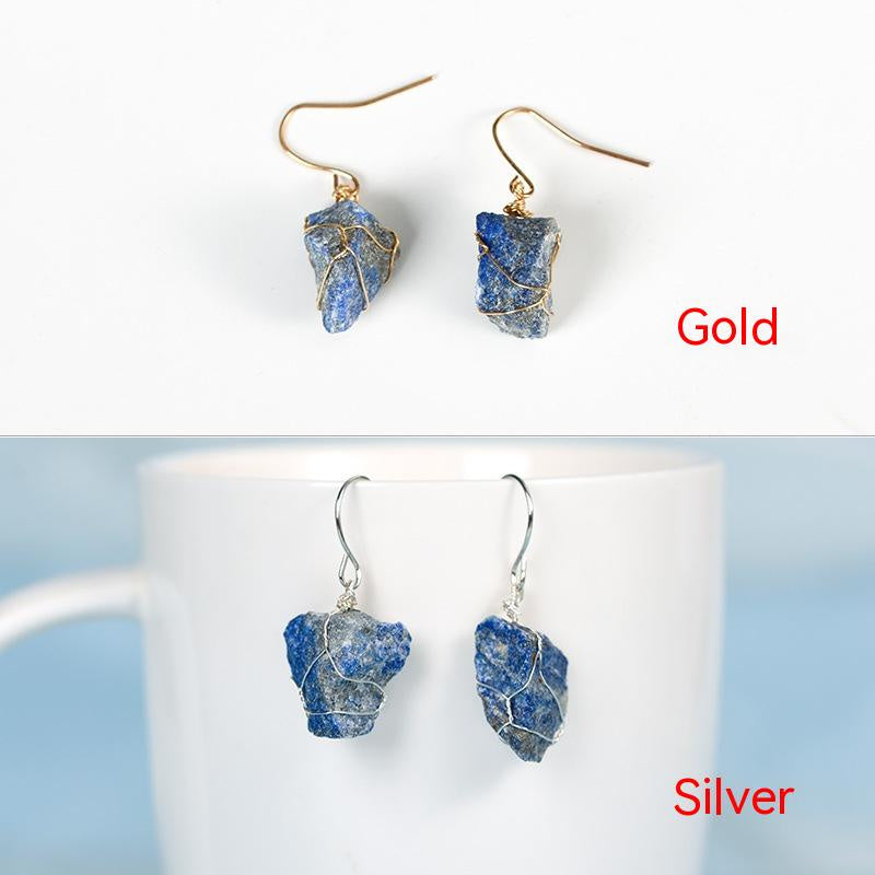 Natural Crystal Mixed Irregular Rough Stone Earrings