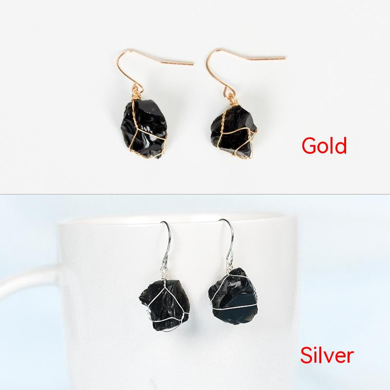 Natural Crystal Mixed Irregular Rough Stone Earrings