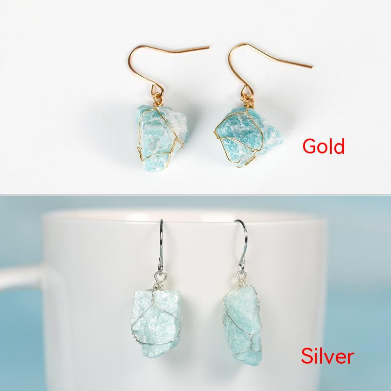 Natural Crystal Mixed Irregular Rough Stone Earrings
