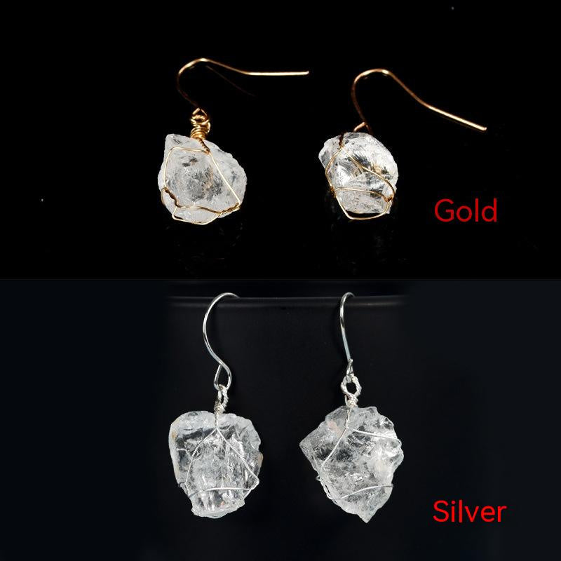 Natural Crystal Mixed Irregular Rough Stone Earrings