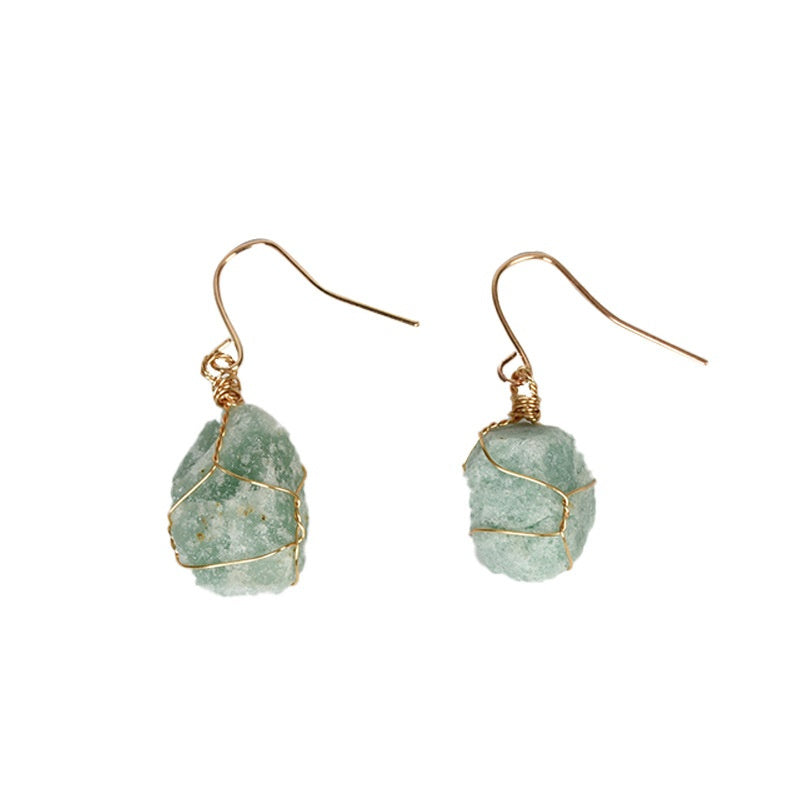 Natural Crystal Mixed Irregular Rough Stone Earrings