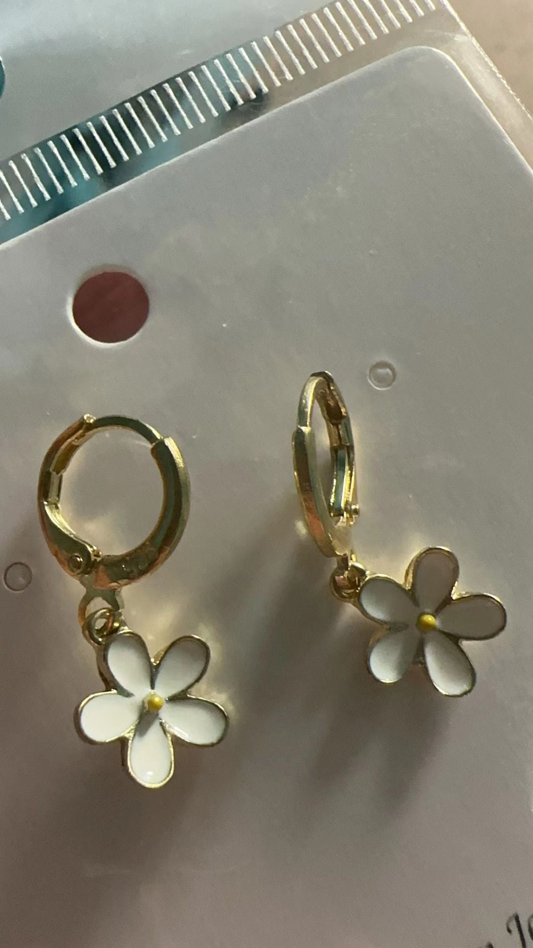 White Painting Oil Little Daisy Flower Earrings Simple
