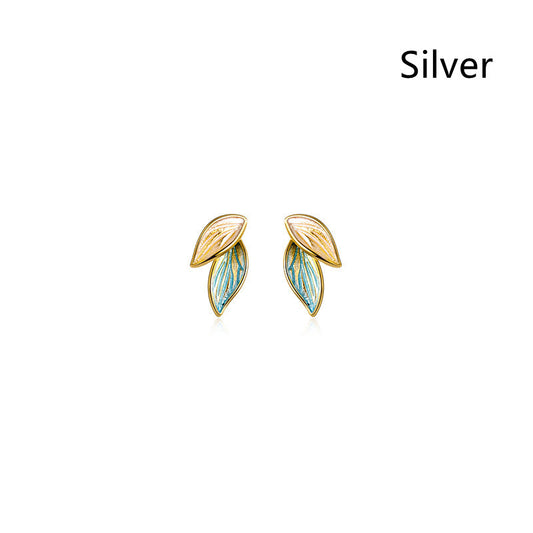 Women's Fashion Plant Blue Leaf Earrings