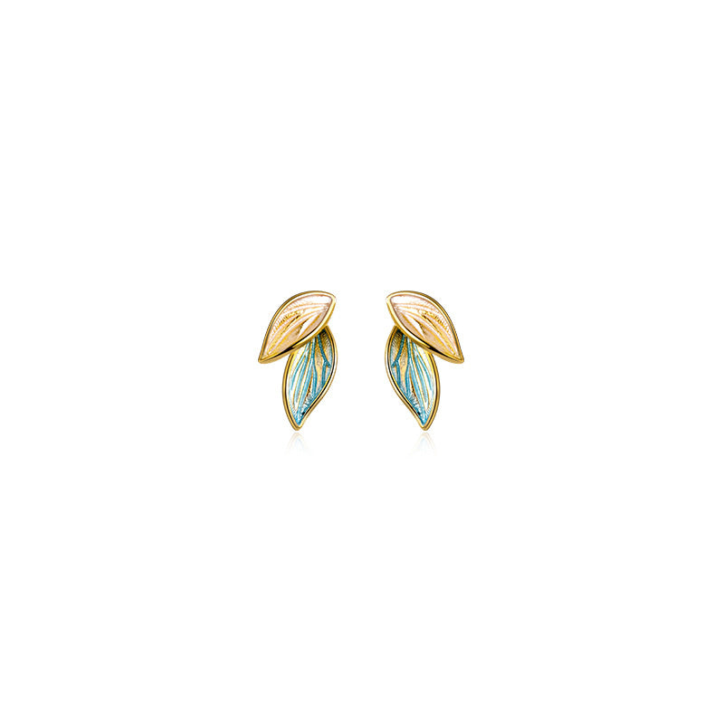 Women's Fashion Plant Blue Leaf Earrings