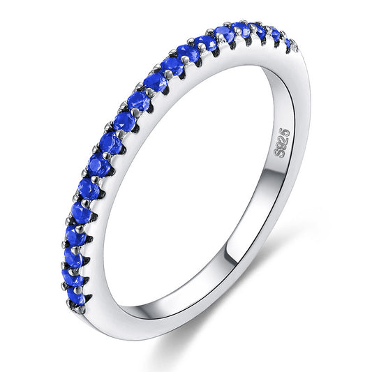 Simple Single Row Full Diamond Inlaid Zircon Ring