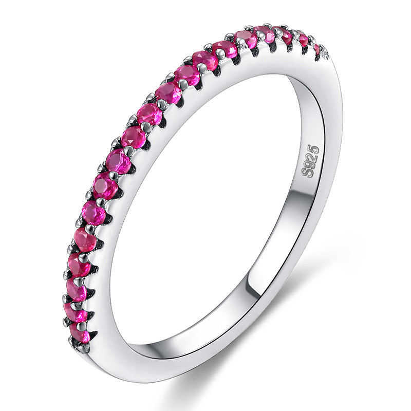 Simple Single Row Full Diamond Inlaid Zircon Ring