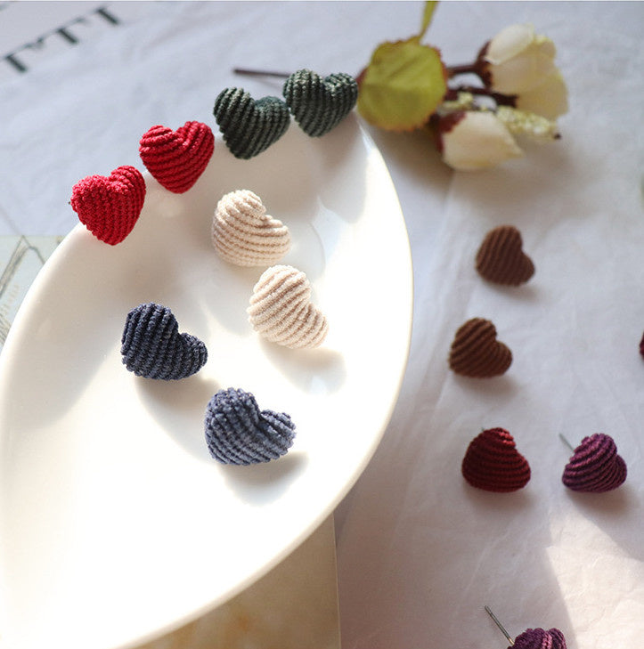 Fashion Ear Jewelry Flocking Heart Shape Flannel Temperament